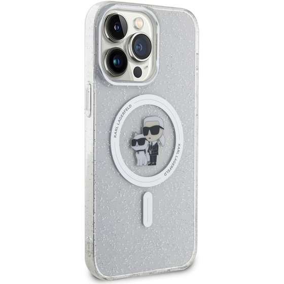 Θήκη Apple iPhone 14 Pro Max - Karl Lagerfeld MagSafe Ringstand Case IML Karl+Choupette - Glitter Clear image 5