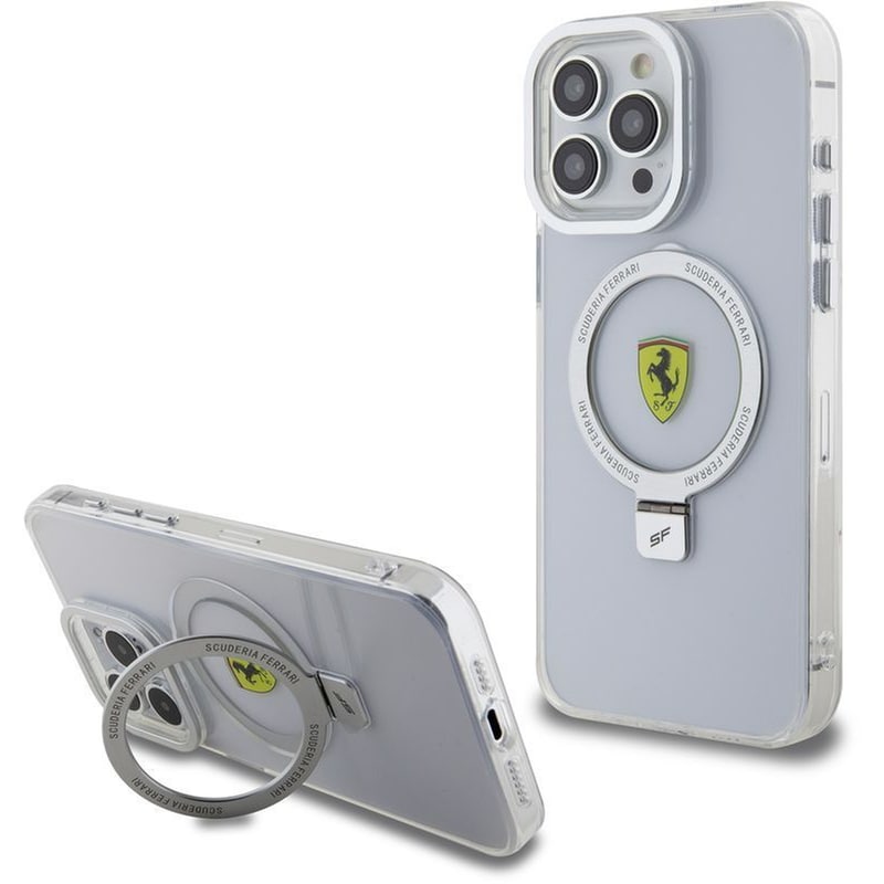 FERRARI Θήκη Apple iPhone 15 Pro Max - Ferrari Twist Metal Logo Hard Case - Ασημί