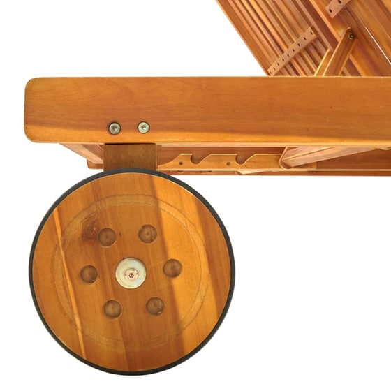 Ξαπλώστρα VidaXL από Μασίφ Ξύλο Ακακίας 200x118/123x30-85 cm - Μπορντώ/ Καφέ image 3
