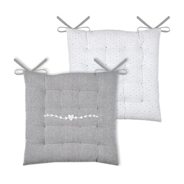 Μαξιλάρι Καρέκλας Spitishop 2 Όψεων 2 Όψεων  Cuc202001gal 38x38cm - Λευκό/Γκρι