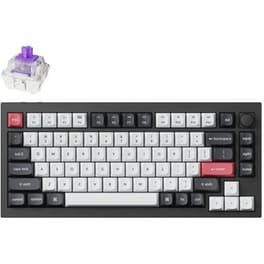 Keychron Q1 HE (Q1H-M1) Gaming Μηχανικό Ασύρματο Bluetooth Πληκτρολόγιο RGB με Magnetic Purple Διακόπτες Μαύρο (US)