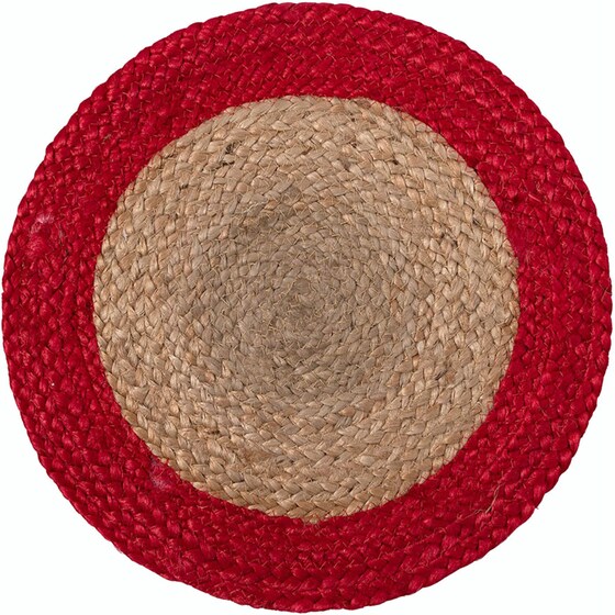 Σουπλά Silk Fashion Ψάθινο 38 cm - Καφέ/Κόκκινο image 0