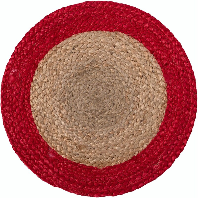 Σουπλά Silk Fashion Ψάθινο 38 cm - Καφέ/Κόκκινο