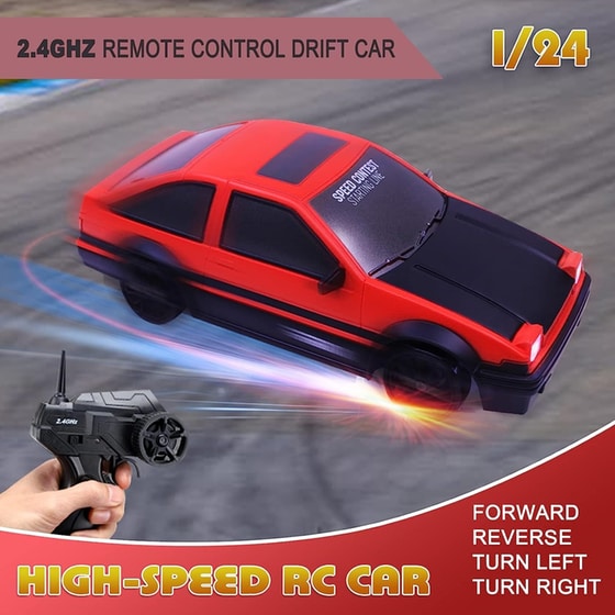 Remote Control Drift Car 2.4GHz 1:24 Scale 4WD 15km/h Κόκκινο image 1
