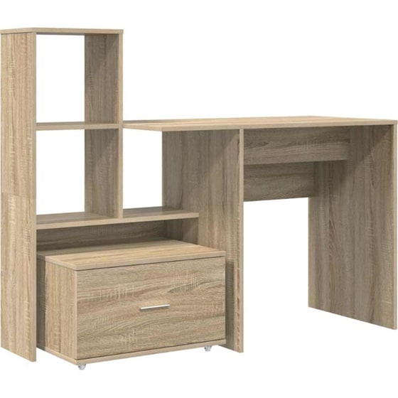 Γραφείο VidaXL από Επεξεργασμένο Ξύλο 131,5x50x106,5 cm - Sonoma Δρυς image 0