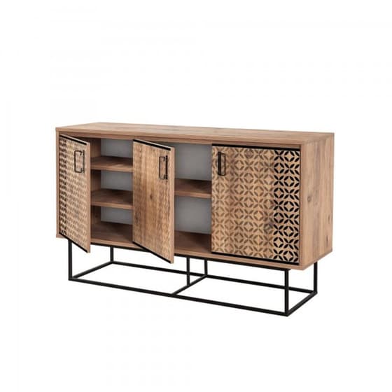 Μπουφές 24Mall Quattro Atlantic Pine  από Μοριοσανίδα/Μέταλλο 140x40x80 cm - Καφέ/Μαύρος image 0