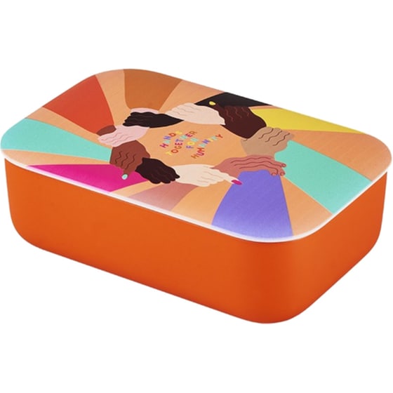 Φαγητοδοχείο Chic Mic Οβάλ Hands Together Bioloco - Πορτοκαλί image 0