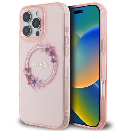 Θήκη Apple iphone 16 Pro - Guess Iml Flowers Wreath - Ροζ image 0
