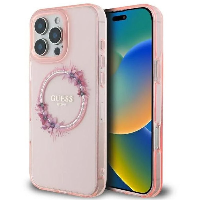 Θήκη Apple iphone 16 Pro - Guess Iml Flowers Wreath - Ροζ