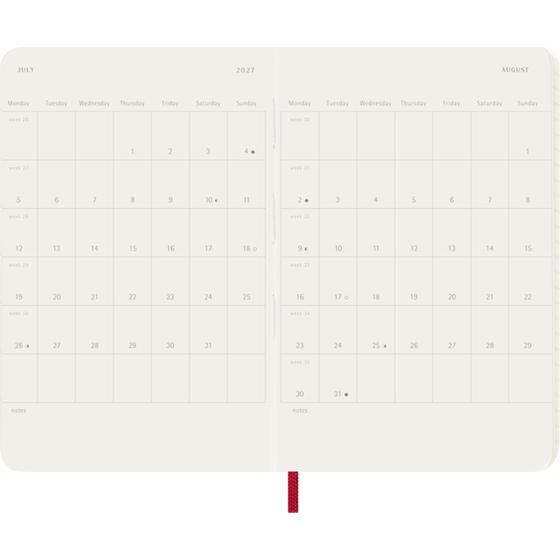 Ημερολόγιο Εβδομαδιαίο 2027 Moleskine 12M Pocket Soft Cover Κόκκινο image 3