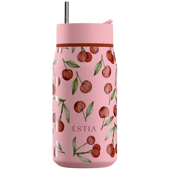 Μπουκάλι Θερμός Estia Lens Save The Aegean Cherry Rose με Καλαμάκι 360 ml image 1