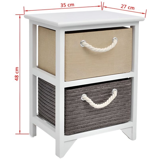 Κομοδίνο Vidaxl Από Ξύλο Παυλώνιας Και Mdf 2τμχ 35x27x48 cm - Πολύχρωμο image 4