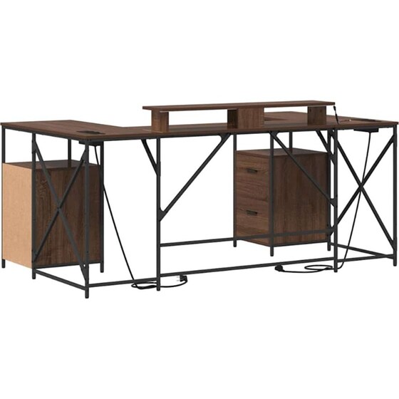 Γραφείο VidaXL από Επεξεργασμένο Ξύλο 182x101x87,5 cm - Καφέ Δρυς image 7