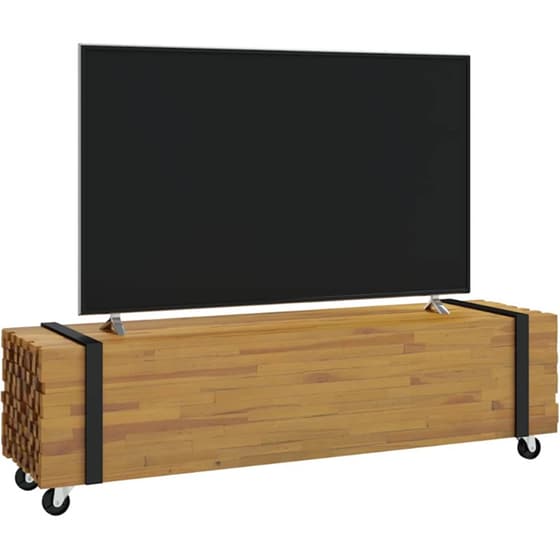 Έπιπλο Τηλεόρασης VidaXL 110 x 30 x 30 cm - Καφέ Μασίφ Ξύλο Τικ image 2