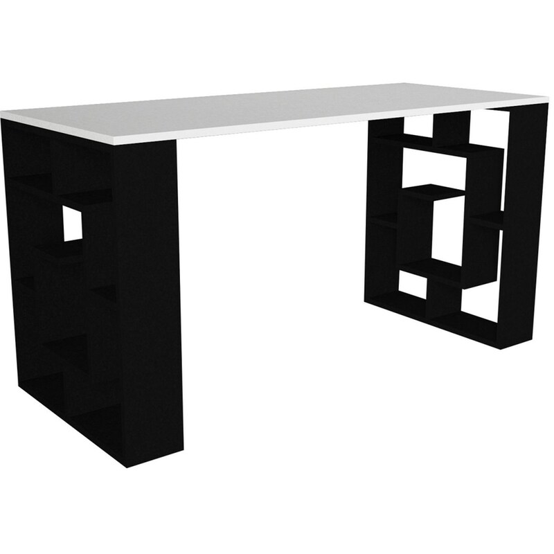 Γραφείο Μελέτης ArteLibre από Μοριοσανίδα 140x60cm - Λευκό/Μαύρο