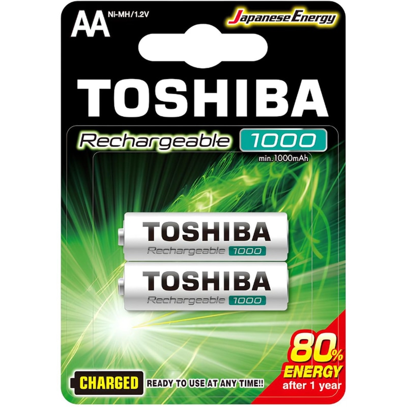 TOSHIBA Επαναφορτιζόμενες Μπαταρίες Toshiba AA NiMH 1000mAh 1.2 V 2 τεμάχια