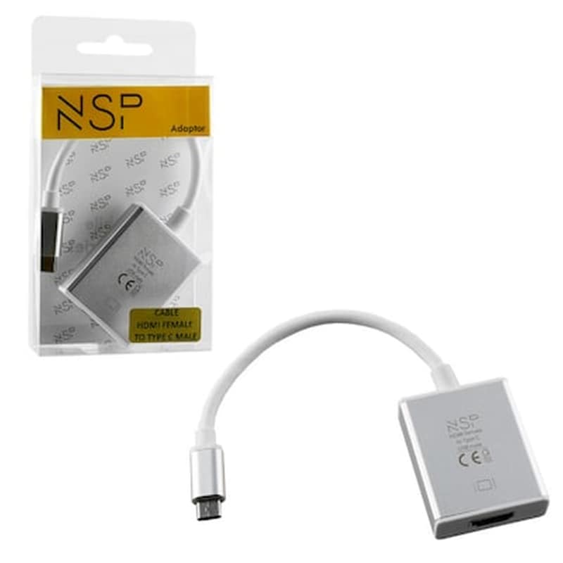 NSP Nsp Adapter Cable Hdmi 1.4 Female To Type C 3.1 Male 4k And Dex Silver