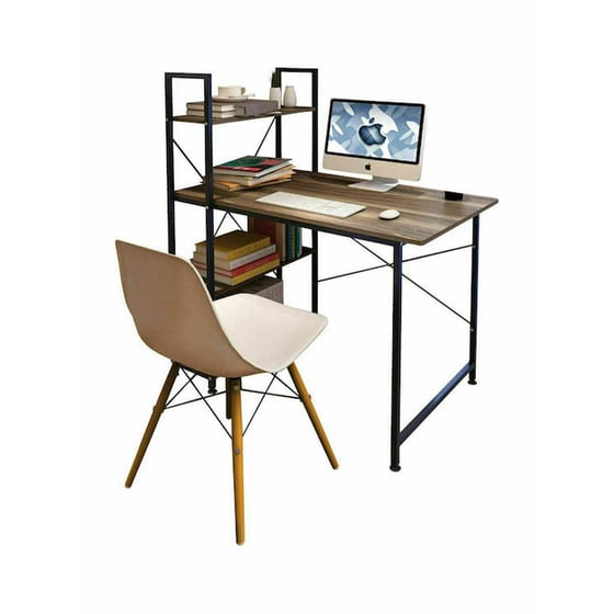 Γραφείο Βιβλιοθήκη Woodwell από MDF 100x48cm - Φυσικό/Μαύρο image 2