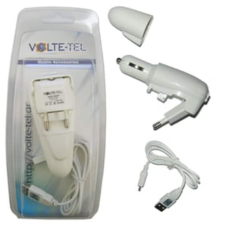 Φορτιστής Πρίζας Volte-tel Micro Usb(usb Duo Travel-φ.α Vtdu2 1500ma+vcd01 Data-φορτ.)white