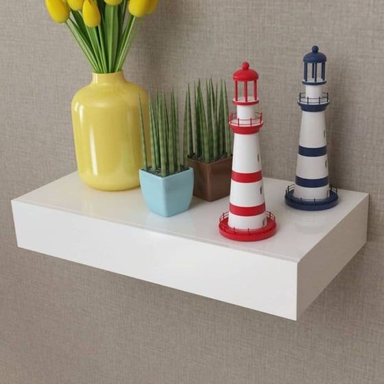 Ράφια Τοίχου VidaXL με Συρτάρι από MDF 48x25x8 cm 2 Τμχ - Λευκό image 4