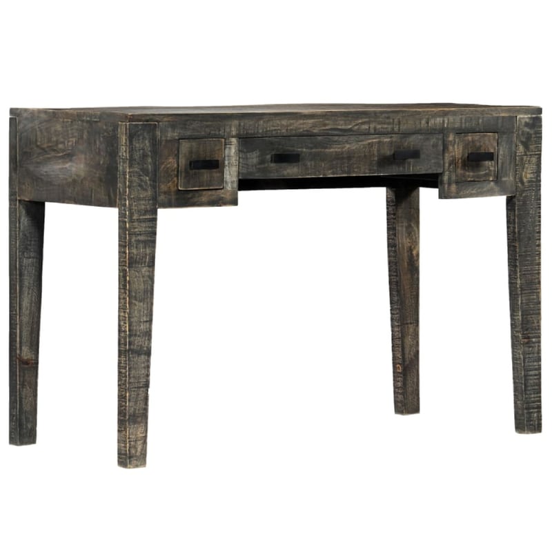 Γραφείο Μελέτης VidaXL από Μασίφ Ξύλο Μάνγκο 110x50cm - Γκρι