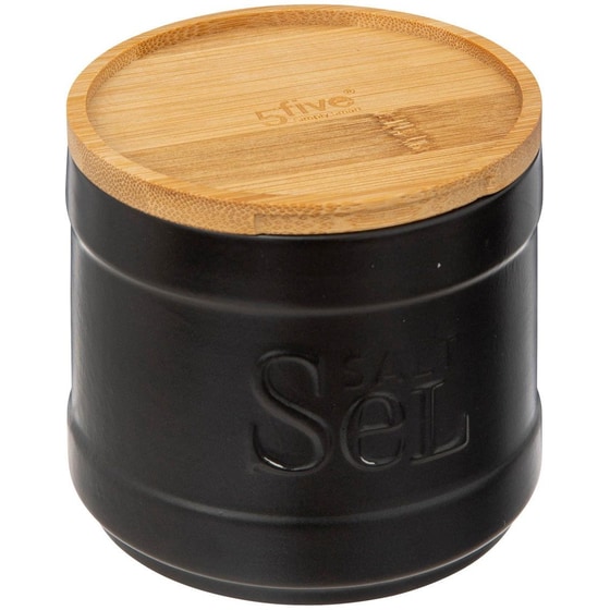 Δοχείο Αλατιού Spitishop Κεραμικό Φ10.7x10 cm - Μαύρο/Μπεζ image 0