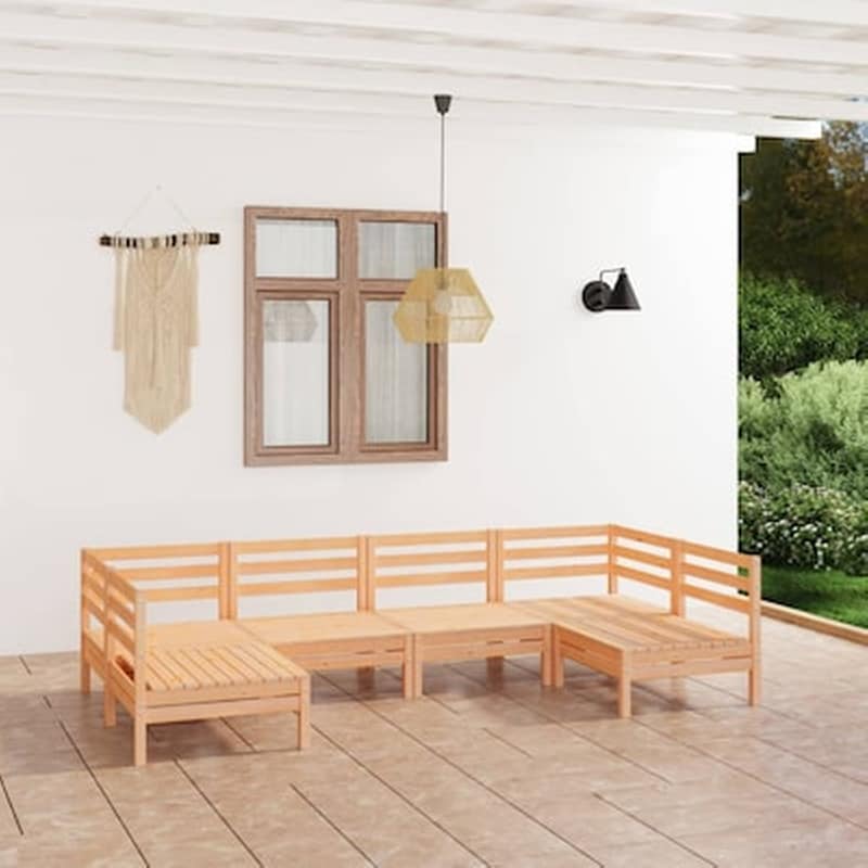 Vidaxl Σαλόνι Κήπου Σετ 6 Τεμαχίων Από Μασίφ Ξύλο Πεύκου