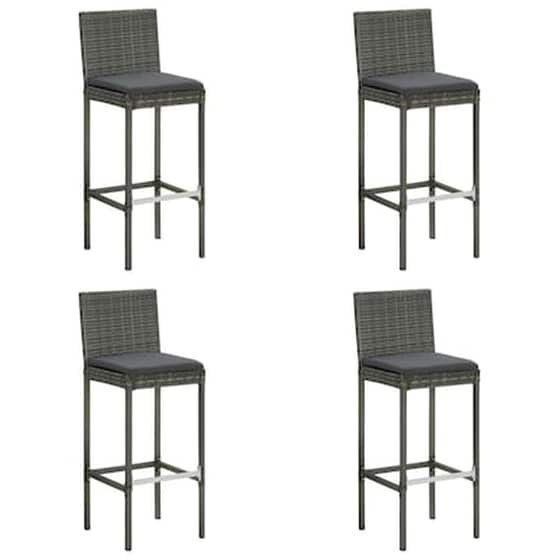 Vidaxl Σετ Επίπλων Μπαρ Κήπου 5 Τεμ. Γκρι Συνθετικό Ρατάν Με Μαξιλάρια image 2