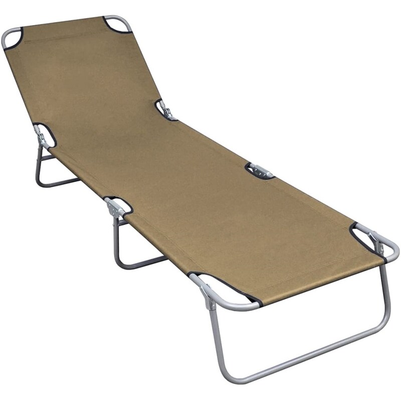 Ξαπλώστρα Παραλίας/ Κήπου VidaXL Ατσάλινη 189x58x27 cm- Taupe
