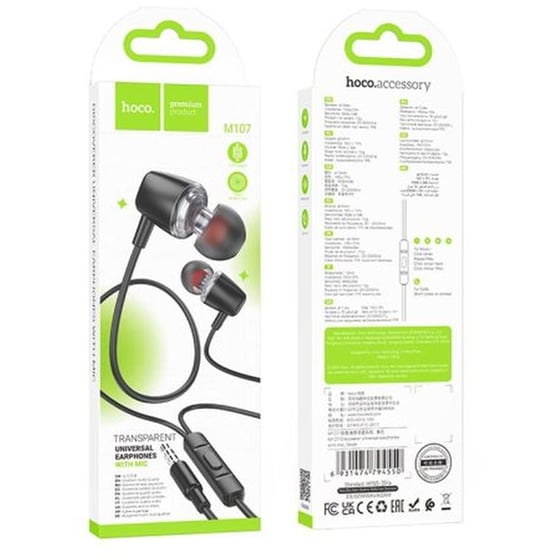Hands Free Hoco M107 Discoverer Universal Earphones 3.5mm Μαύρο 1.2m image 2