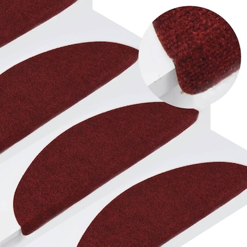 Vidaxl Πατάκια Σκάλας Αυτοκόλλητα 15 Τεμ. Κόκκινα 56 X 20 Εκ. VIDAXL