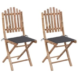 Καρέκλες Κήπου Vidaxl Πτυσσόμενες  από Μπαμπού με Μαξιλάρια 2 Τεμ. 50x42x92cm - Ανθρακί
