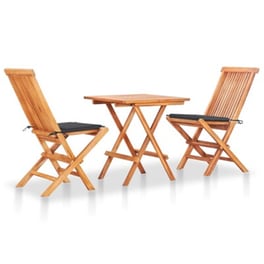 Vidaxl Σετ Επίπλων Mπιστρό 3 Τεμ. Μασίφ Ξύλο Teak Με Ανθρακί Μαξιλάρια