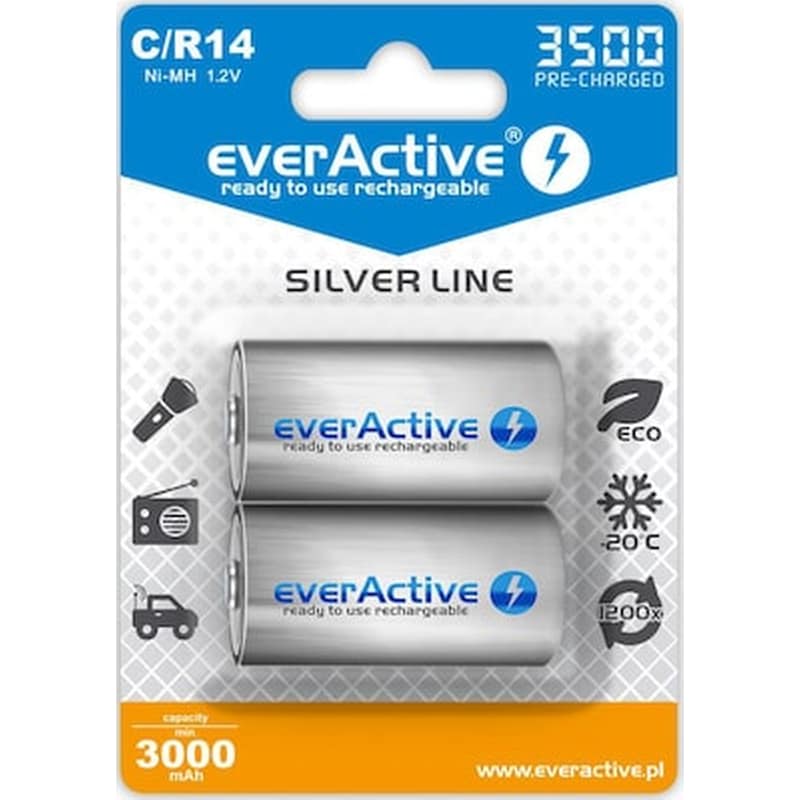 EVERACTIVE Επαναφορτιζόμενες Μπαταρίες Everactive CR14 NiMH 3500mAh 1.2 V 2 τεμάχια