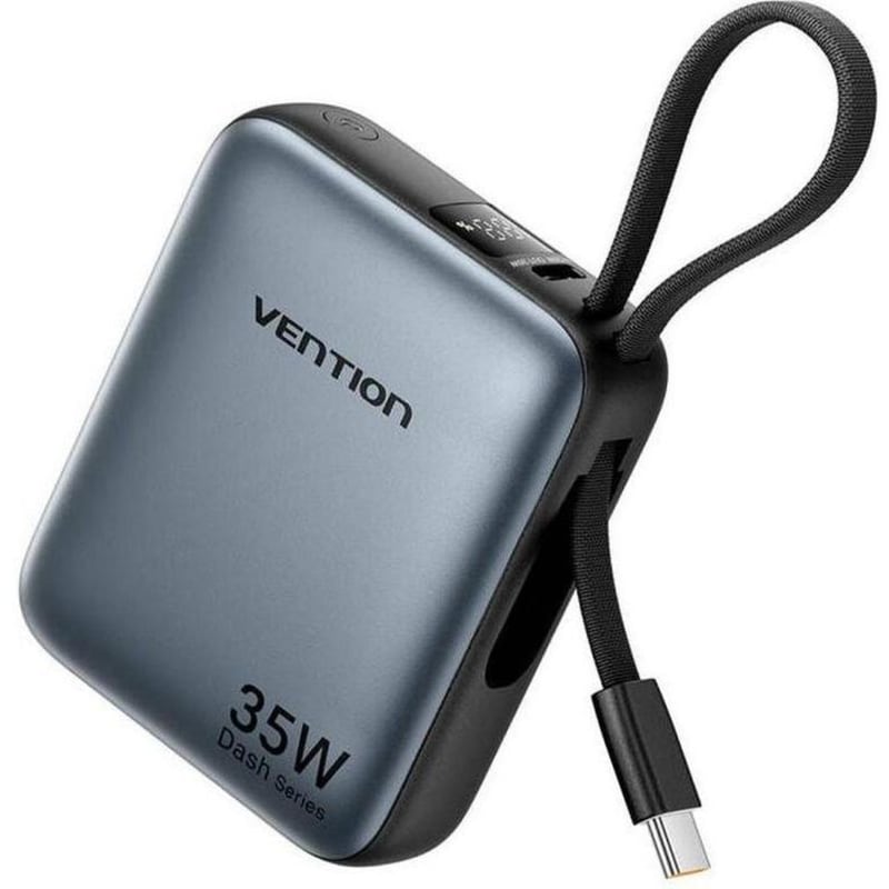 Powerbank Vention FHEN0-TY με ενσωματωμένο καλώδιο USB-C 10.000mAh 35W - Gray