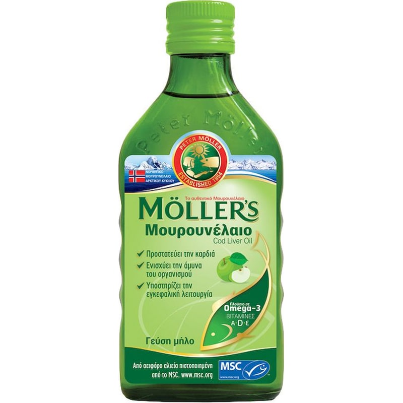 MOLLER'S Λιπαρά Οξέα Mollers Μουρουνέλαιο Cod Liver Oil Μήλο - 250ml