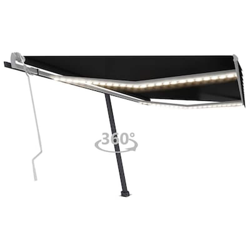VIDAXL Τέντα Vidaxl Συρόμενη Χειροκίνητη με LED 400x300cm - Ανθρακί