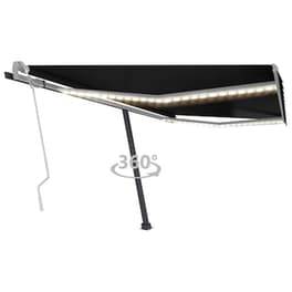 Τέντα Vidaxl Συρόμενη Χειροκίνητη με LED 400x300cm - Ανθρακί