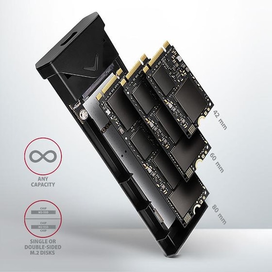 AXAGON EEM2-UB2 USB-C 3.2 Gen 2 Θήκη για M.2 NVMe SSD 42-80mm Μαύρη image 3