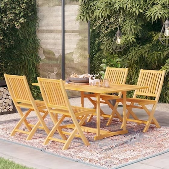 Vidaxl Σετ Τραπεζαρίας Κήπου 5 Τεμαχίων Από Μασίφ Ξύλο Teak image 0