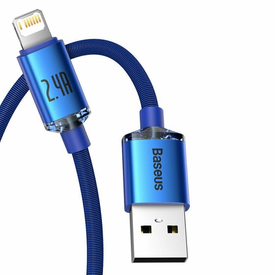 Καλώδιο δεδομένων Baseus Crystal Shine Usb to Lightning 2.4A 1.2m - Blue image 1