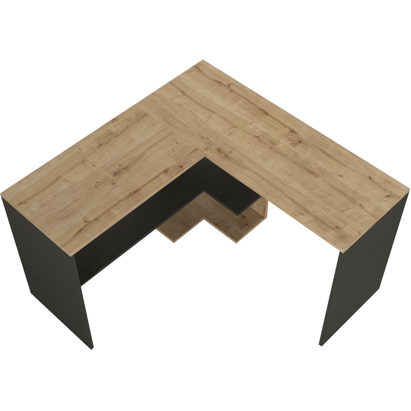 24MALL Γωνιακό Γραφείο Βιβλιοθήκη 24Mall Bravo από Μοριοσανίδα 120x120x73.8 cm - Μπεζ/Ανθρακί