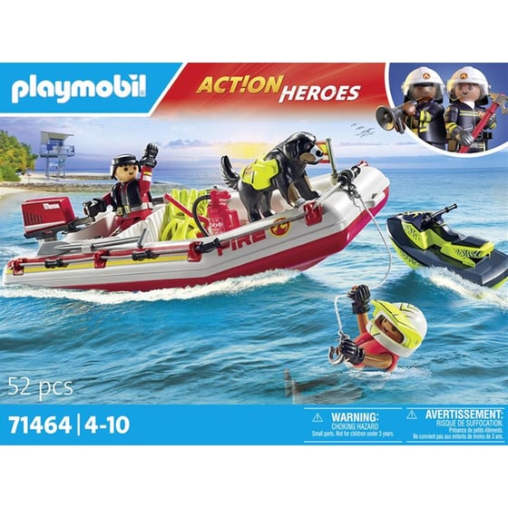 PLAYMOBIL® Action Heroes Φουσκωτό Πυροσβεστικής με Θαλάσσιο Scooter (71464) image 6