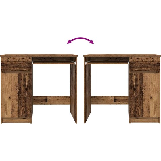 Γραφείο VidaXL από Επεξεργασμένο Ξύλο 86x49x76 cm - Παλιό Ξύλο image 8