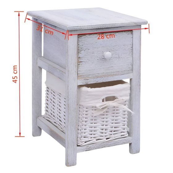 Κομοδίνο Vidaxl Από Ξύλο Παυλώνιας 2τμχ 28x31x45 cm - Λευκό image 6