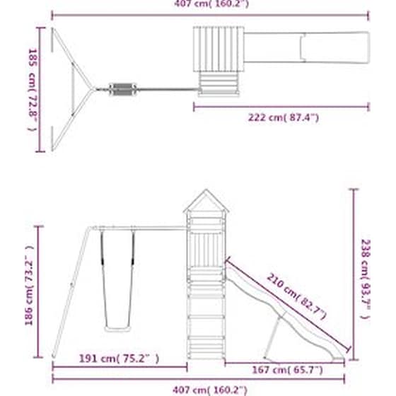 VidaXL Παιδική Χαρά Εξωτερικού Χώρου από Μασίφ Ξύλο Πεύκου image 10