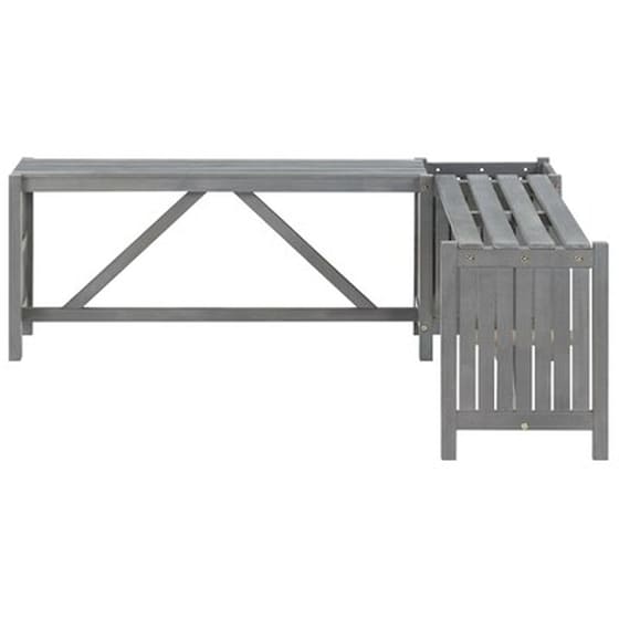 Παγκάκι Κήπου VidaXL Γωνιακό με Γλάστρα από Μασίφ Ξύλο Ακακίας 117x117x40 cm - Γκρι image 2