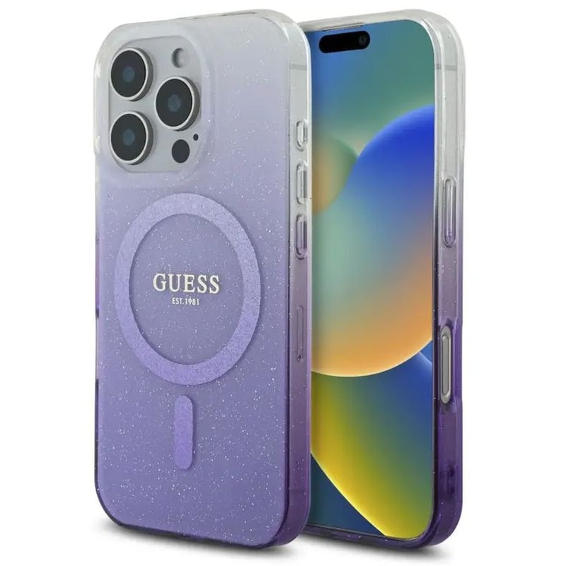 GUESS Θήκη Apple iPhone 16 Pro Max - Guess Glitter Gradient MagSafe - Purple