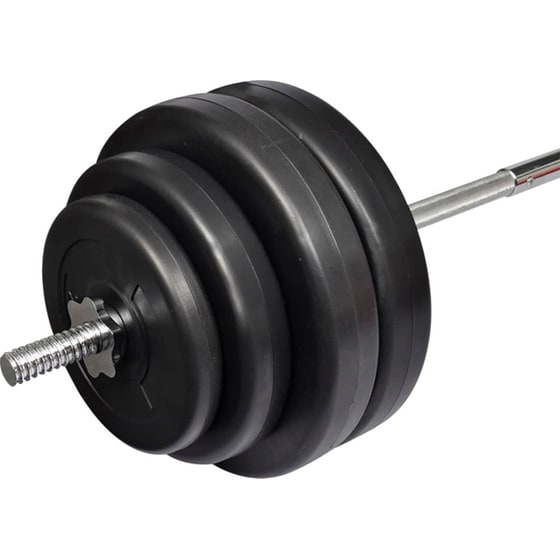 Σετ Ίσια Μπάρα Φ25mm 6kg VidaXL 90372 165cm Κούφια από Ατσάλι με 8 Δίσκους Βαρών 54kg και 2 Κολάρα image 3