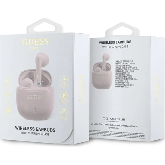 Ακουστικά Bluetooth Guess Printed Classic Logo - Ροζ image 2